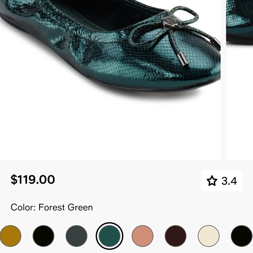 Karl Lagerfeld Velma Almond Toe Forest Green Ballet Flats - Picture 2 of 12